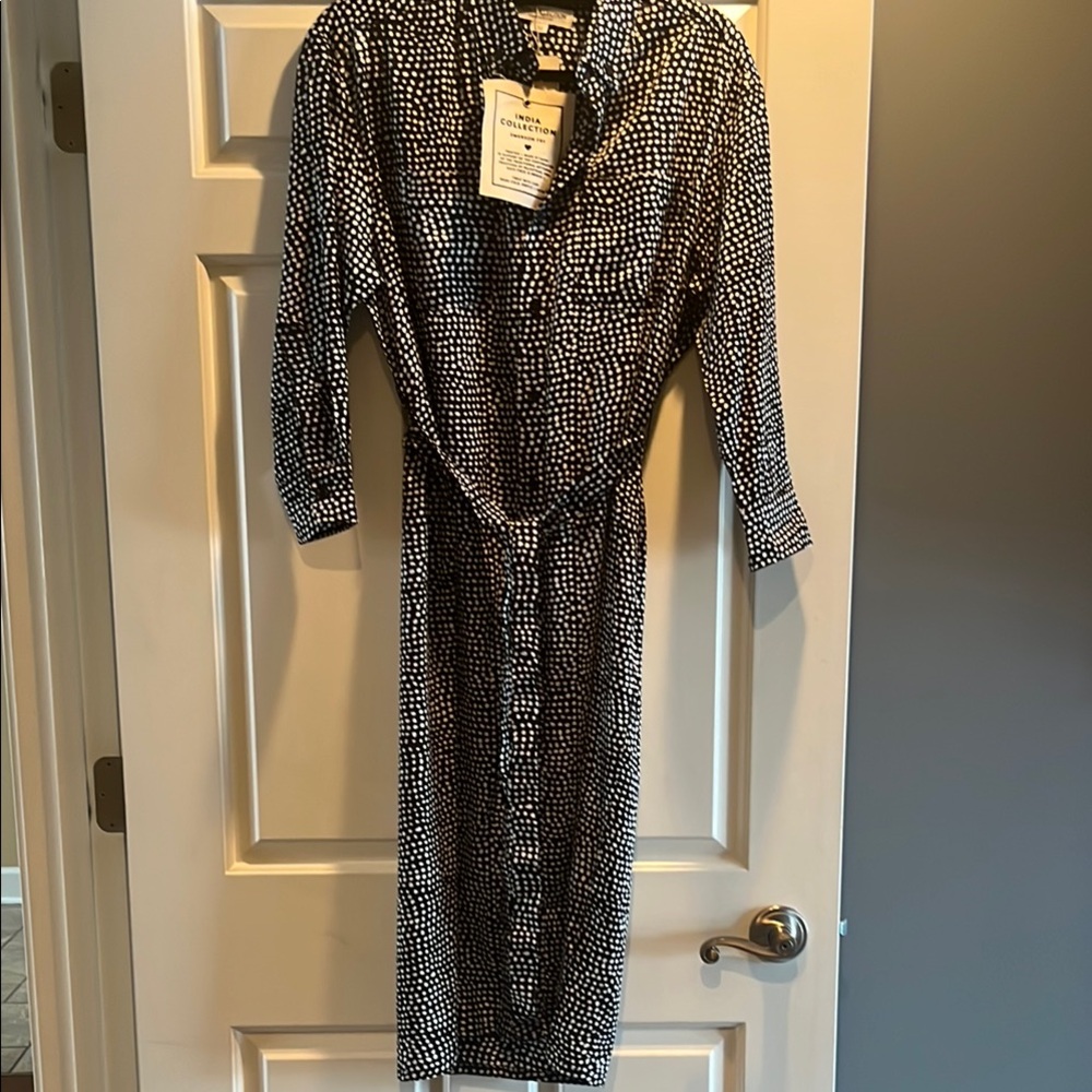 Elegant Black and White Polka Dot Dress